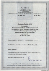 DR, Infla, 1923, Mi.- Nr.: 336 A Wb, gestempelt! Akt. F.- Attest Bauer BPP: echt und einwandfrei! Sehr selten!