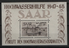 Saarland, 1948, Mi.- Nrn.: Bl. 1 + 2, **! Das Hochwasser- Blockpaar, je tiefstgeprüft BPP! Qualitätssatz!