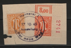 Bizone, AM- Post, 1945, Mi.- Nr.: 21 Dz r4, gestempelt, akt. FA Wehner BPP; e+ ..... e! Sehr gutes Bedarfsstück! Selten!