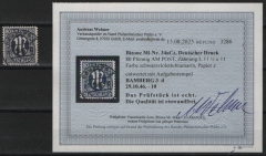 Bizone, AM- Post, 1945, Mi.- Nr.: 34 a Cz, gestempelt, akt. Befund Wehner BPP; e+e! Luxusstück! Selten!