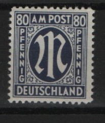 Bizone, AM- Post, 1945, Mi.- Nr.: 34 A, **, tiefgeprüft Wehner BPP! Qualitätsstück! Selten!