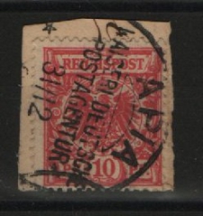 Dt. Kolonien, Samoa, ca. 1894, Mi.- Nrn.: V 47 d, auf kl. Briefstück, tiefstgeprüft Jäschke- L / Steuer BPP! Qualitätsstück, selten!