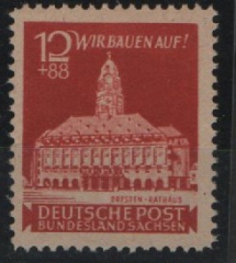 Ostsachsen, 1946, Mi.- Nr.: 65 a F, **! Fotoattest Kunz BPP; echt und einwandfrei! Luxusstück! RR! Rarität der SBZ!