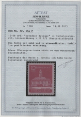 Ostsachsen, 1946, Mi.- Nr.: 65 a F, **! Fotoattest Kunz BPP; echt und einwandfrei! Luxusstück! RR! Rarität der SBZ!