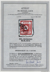 Ostsachsen, 1946, Mi.- Nr.: 46 Pa, gestempelt! Akt. Fotoattest Dr. Jasch BPP; echt und einwandfrei! Luxusstück! Rarität der SBZ!