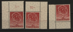 Berlin, 1950, Mi.- Nr.: 71 (3x), **, je vom mit Er., lo., ro. lu., 1x tiefstgeprüft D. Schlegel BPP! Qualitätsstücke, selten!