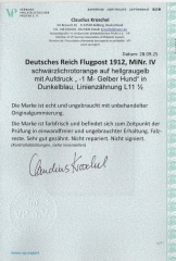 Dt. Kaiserreich, Flugpost, 1912, Mi.- Nr.: IV, *! Akt. FA. Kroschel VP / VPEX; e+e! Luxusstück! Selten!