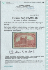DR, Germania- Reichspost, Mi.- Nr.: 63 a, *, akt. FA Kroschel VP / VPEX; e+e! Luxusstück! Selten!