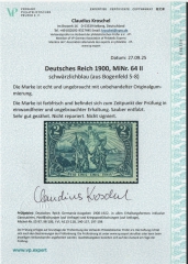 DR, Germania- Reichspost, Mi.- Nr.: 64, Type II, *, akt. FA Kroschel VP / VPEX; e+e! Luxusstück! Selten!