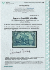 Dt. Kaiserreich, 1902, Germania o. Wz., Mi.- Nr.: 82 A, *, akt. FA Kroschel VP / VPEX; e+e! Luxusstück! Selten!