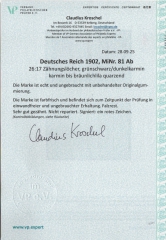 Dt. Kaiserreich, 1902, Germania o. Wz., Mi.- Nr.: 81 Ab, *, akt. FA Kroschel VP / VPEX; e+e! Luxusstück! Selten!