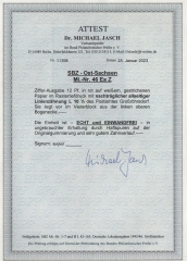 Ost- Sachsen, 1945, Mi.- Nr.: 46 Ea Z (4er- ER!), Postmeisterttr. Großröhrsdorf!, **/*, akt. Fotoattest Dr. Jasch BPP: echt + ....! Kabinettstück!