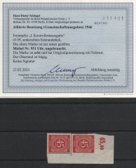 Kontrollrat, 1946, Mi.- Nr.: 931 Udr (nur unten gezähnt) mit OR, *, akt. Befund Schlegel BPP! Kabinettstück, sehr selten!