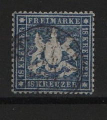 Württemberg, ca. 1862, Mi.- Nr.: 20y, gestempelt, geprüft Heinrich BPP! Kabinettstück, sehr selten!