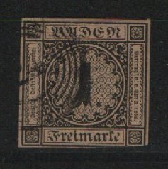 Baden, 1851, Mi.- Nr.: 1a, gestempelt, tiefgeprüft Pfenninger! Prachtstück! Selten!