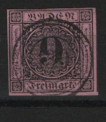 Baden, ca. 1851, Mi.- Nr.: 4 b, gestempelt, tiefstgeprüft Fläming BPP! Pracht- Luxusstück! Selten!