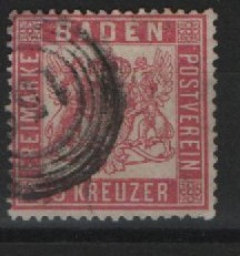 Baden, ca. 1862, Mi.- Nr.: 16, gestempelt! Kabinettstück! Selten!