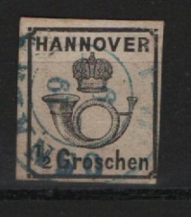 Hannover, ca. 1860, Mi.- Nr.: 17, gestempelt, tiefgeprüft Pfenninger! Gutes Kabinettstück! Selten!