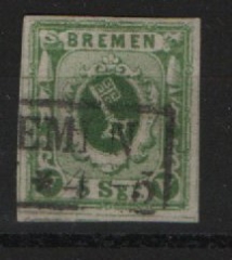 Bremen, ca. 1862, Mi.- Nr.: 4 b, gestempelt, tiefstgeprüft W. Engel! Gutes Pracht- Luxusstück! Sehr selten!