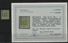 Bremen, 1867, Mi.- Nr.: 15 a, gestempelt, mit besserem Stempel! Befund T. Neumann BPP: e+ ...e! Prachtstück!