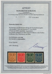 DR, Weimar, 1932, 4 Essays / Probedrucke, je (*) wie produziert, aktuelles Fotoattest Schlegel BPP; e + e! Luxusstücke! Sehr selten!