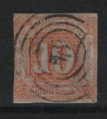 T. + T., ca. 1859, Mi.- Nr.: 19, gestempelt, Signiert / tiefgeprüft Pfenninger! Kabinettstück! Selten!