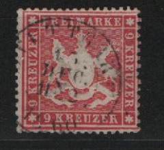 Württemberg, ca. > 1860, Mi.- Nr.: 19 xa, gestempelt, tiefgeprüft Irtenkauf BPP! Kabinettstück! Selten!