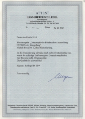 III. Reich, 1935, Mi.- Nr.: Bl. 3, (*)! Fotoattest Schlegel BPP: echt und einwandfrei! Selten!