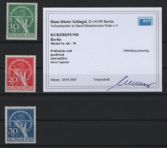 Berlin, 1949, Mi.- Nrn.: 68- 70, **, kpl. Satz. mit akt. K.- Befund Schlegel BPP! e+e! Luxussatz!