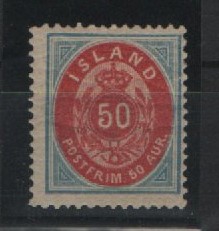 Island, 1882, Mi.- Nr.: 16 A, */ ungebraucht, signiert / geprüft Star(rauscheck)! Selten!
