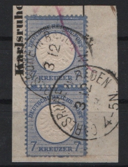 Dt. Kaiserreich, Brustschilder, 1873, Mi.- Nr.: 26 (2x), senkr Paar, auf Briefstück, tiefstgepr. BPP!, Seltenes Luxusstück!