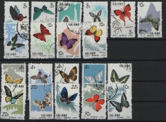VR China, 1963, Mi.- Nrn.: 689- 698 + 726- 735, Schmetterlinge, gestempelt
