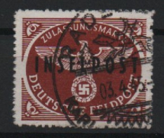 III. Reich, Feldpost / Inselfeldpost, 1945, Mi.- Nr.: 9, gestempelt, akt. Fotoexpertise Brunel: echt + einwandfrei! Selten!