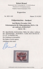 III. Reich, Feldpost / Inselfeldpost, 1945, Mi.- Nr.: 9, gestempelt, akt. Fotoexpertise Brunel: echt + einwandfrei! Selten!