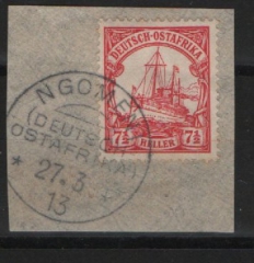 Dt. Kolonien, Stempel, DOA, 1913, Mi.- Nr.: 24 mit Abstempelung Ngomeni, auf kl. Briefstück! Selten!