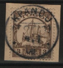Dt. Kolonien, Stempel, Togo, 1908, Mi.- Nr.: 8, auf kl. Briefstück, gestempelt mit Kpandu! Selten!