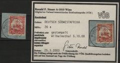 Dt. Kolonien, Stempel, DSWA, 1908, Mi.- Nr.: 26 a, gestempelt Wilhelmsthal! K.- Befund Steuer VÖB; e+e! Selten!