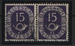 BRD, 1951, Mi.- Nr.: 129 im waager. Paar, gestempelt! Gutes Bedarfsstück, selten!