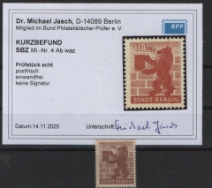SBZ, 1945, Berlin / Brandenburg, Mi.- Nr.: 4 Ab waz, **, akt K.- Befund Dr. Jasch BPP: e+e! Luxusstück! Selten!