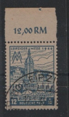 SBZ, West- Sachsen, 1946, Mi.- Nrn.: 163 Zz b mit OR , gestempelt, akt. FA Dr. Jasch BPP: e + e! Luxusstück! RR!