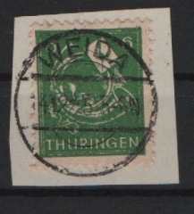 Thüringen, 1945, Mi.- Nr.: 95 A Y a z1, gestempelt, auf kl. Briefstück, tiefstgeprüft Dr. Jasch BPP! Luxusstück! Selten!