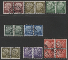 BRD, 1954 / 60, Lot aus Mi.- Nrn.: 190 / 264, je im waager. Paar (264 im 4er- Bl.), gestempelt ! Gute Bedarfsstücke, selten!