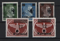 III. Reich, Dt. Bes. II. WK, Kurland, 1945, Mi.- Nr.: 1- 4 A/B, **, 1, 2, 4 A + B, je tief(st)geprüft Van Loo BPP! Selten!