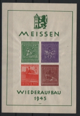 Deutschland- OST, Lokalausgaben, Meissen, 1946, Mi.- Nrn.: Bl. 1, **, tiefstgeprüft Zierer BPP! Kabinettstück!