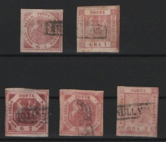 Italienische Staaten, Neapel, Mi.- Nrn.: 1 - 4 (5 div.), gestempelt! Kabinett- Luxuserhaltung! Selten!