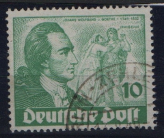 Berlin, 1949, Mi.- Nrn.: 61 I (mit Plf I), 10 Pf. Goethe, gestempelt, doppelt tiefgeprüft Schlegel BPP! Kabinettstück!