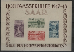 Saarland, 1948, Mi.- Nrn.: Bl. 1 + 2, **! Das Hochwasser- Blockpaar, je Fotoattest Geigle BPP: e+e! Luxussatz!