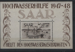 Saarland, 1948, Mi.- Nrn.: Bl. 1 + 2, **! Das Hochwasser- Blockpaar, je Fotoattest Geigle BPP: e+e! Luxussatz!