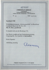 Saarland, 1948, Mi.- Nrn.: Bl. 1 + 2, **! Das Hochwasser- Blockpaar, je Fotoattest Geigle BPP: e+e! Luxussatz!