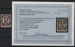 III. Reich, 1934, Mi.- Nr.: 540 y b, gestempelt, akt. Befund Schlegel BPP; echt und einwandfrei!